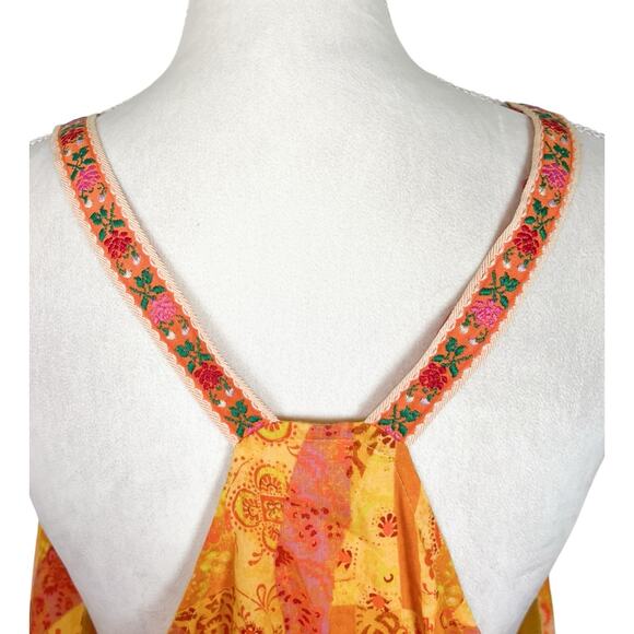 Anthropologie Pilcro Sleeveless Peplum Blouse Embroidered Floral Straps Size XL - Picture 5 of 8